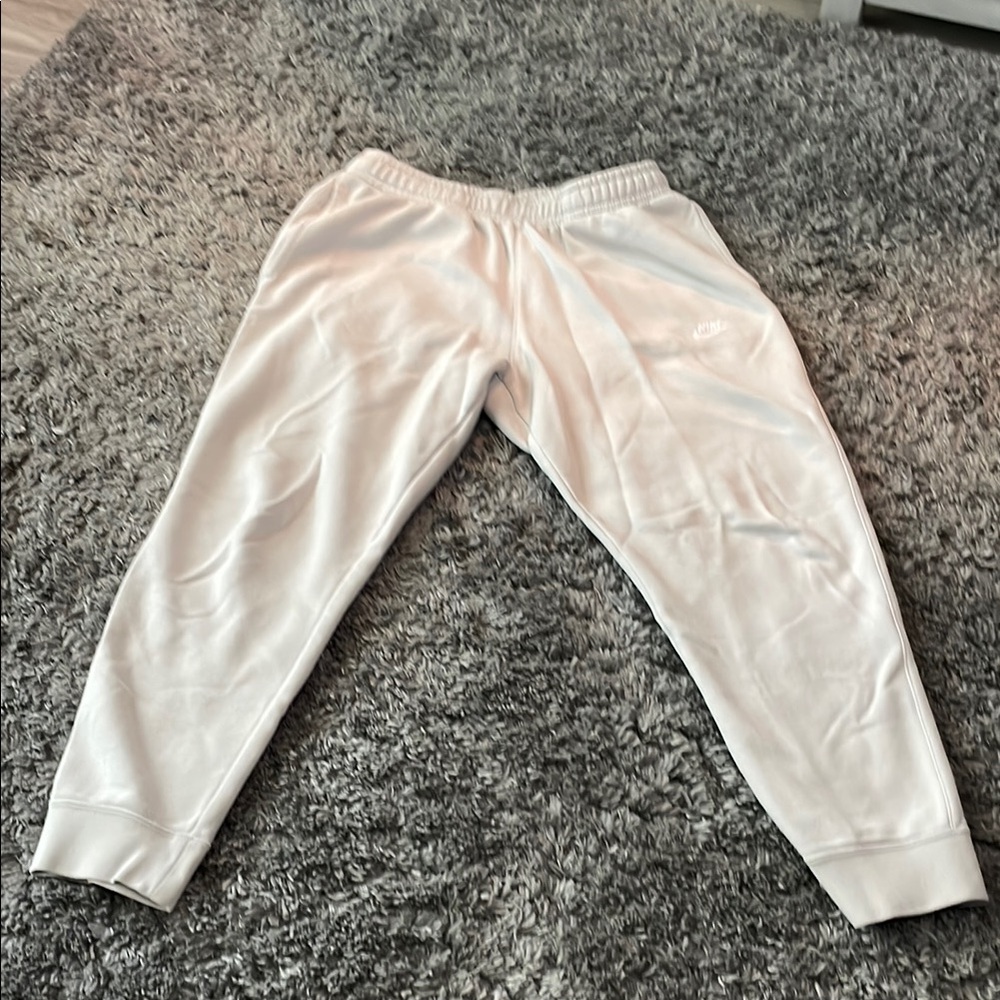 Nike White Sweatpants Relaxed Fit Tapered Leg